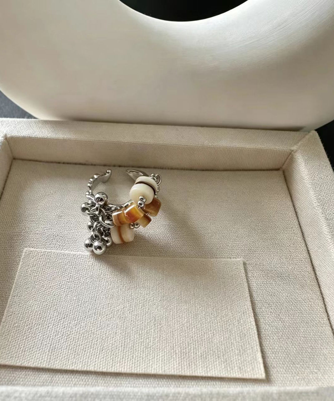 Elegant Copper Freshwater Shell Beading Tassel Open Rings