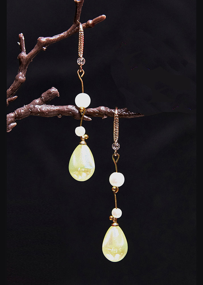 Elegant Droplet Shape Jade Pearl Drop Earrings