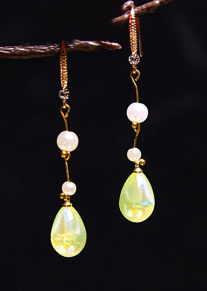 Elegant Droplet Shape Jade Pearl Drop Earrings - Omychic