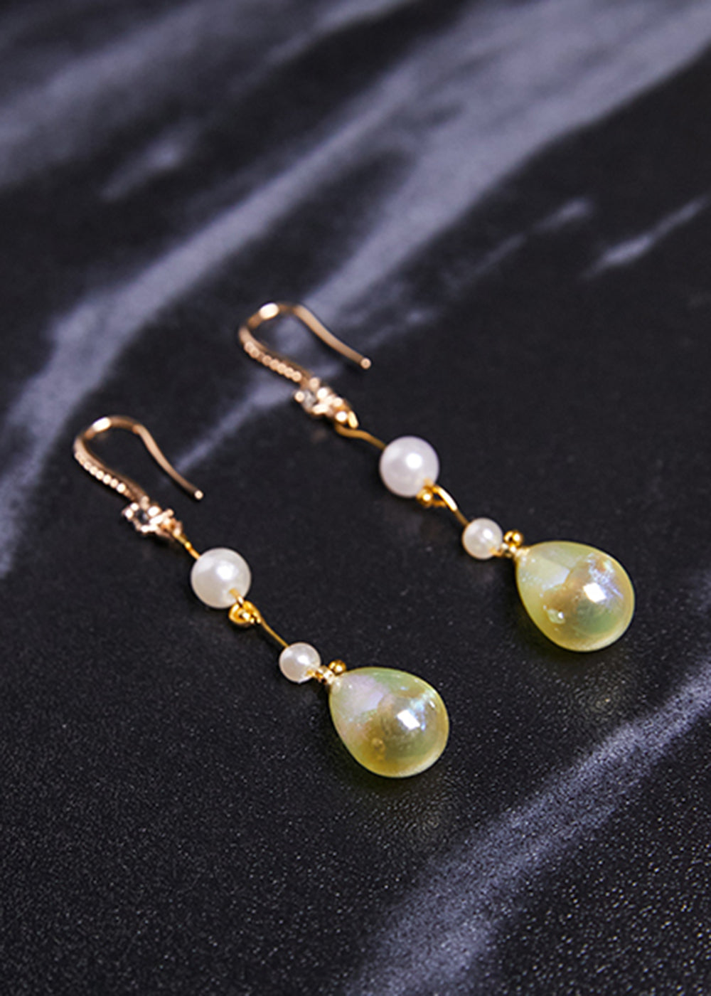 Elegant Droplet Shape Jade Pearl Drop Earrings - Omychic