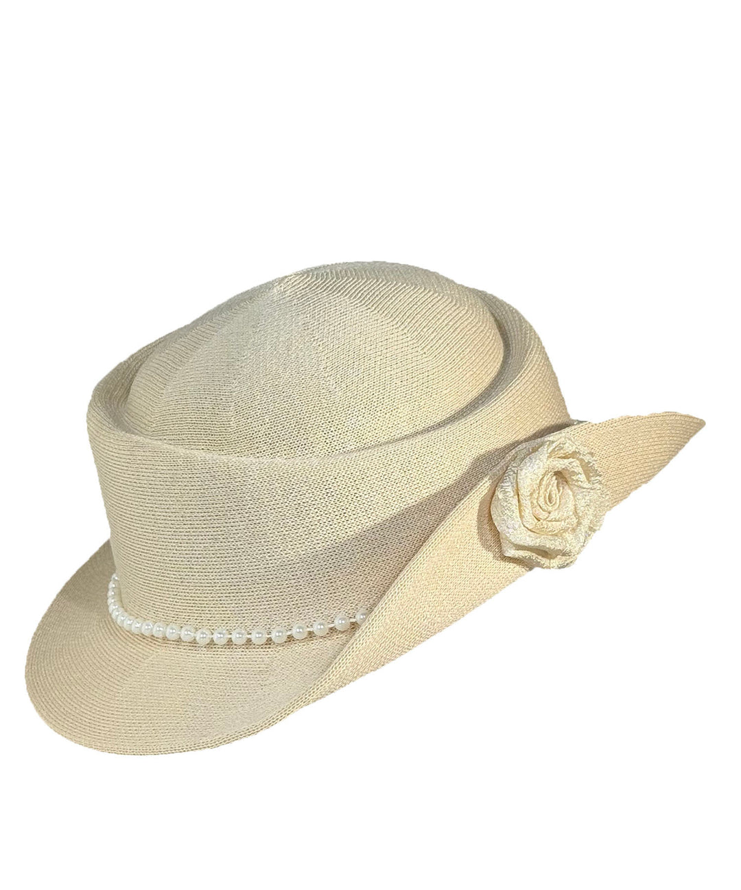 Elegant French Beige Breathable Flower Pearl Cloche Hat