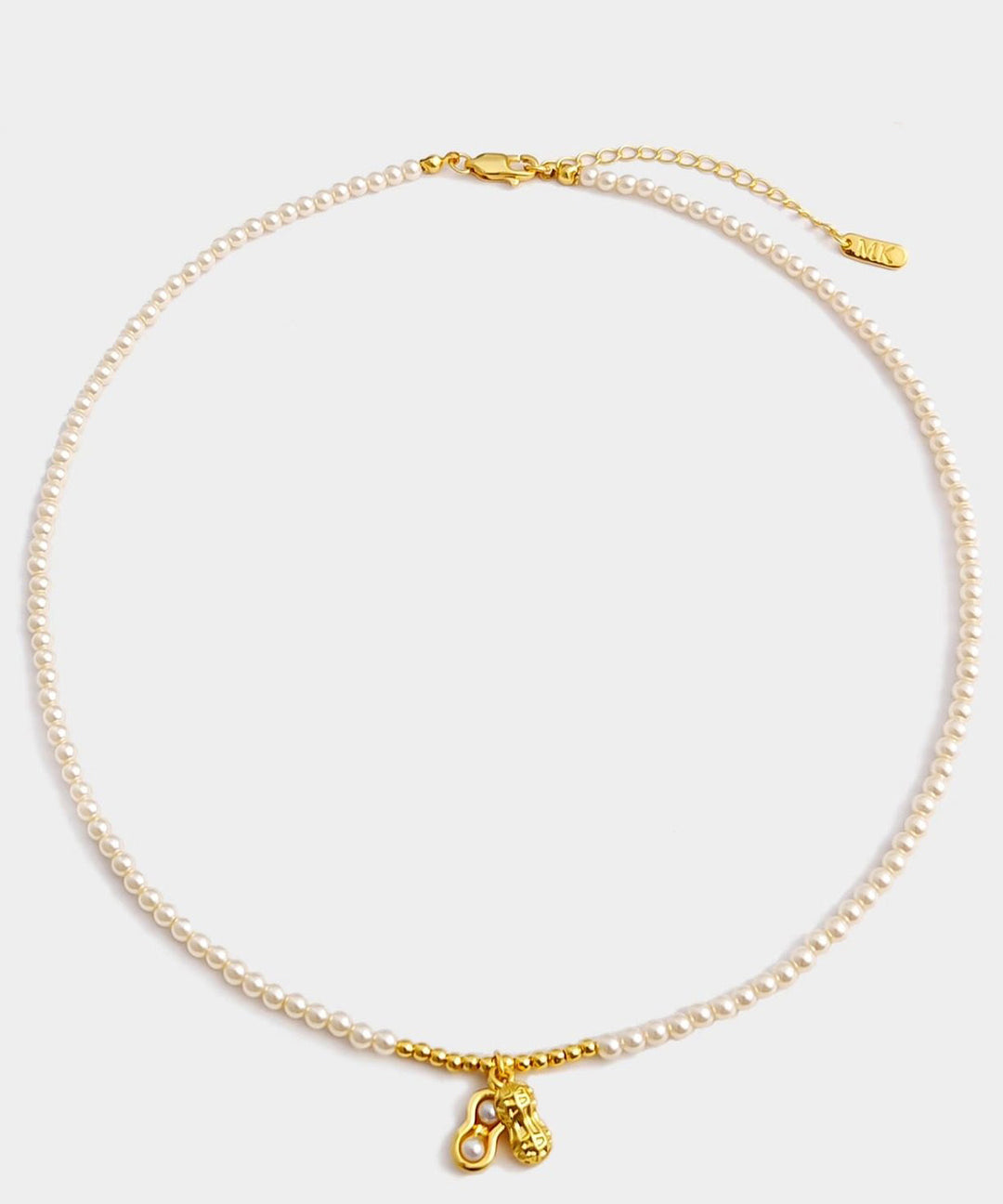 Elegant Gold Copper Overgild Pearl Peanut Pendant Necklace