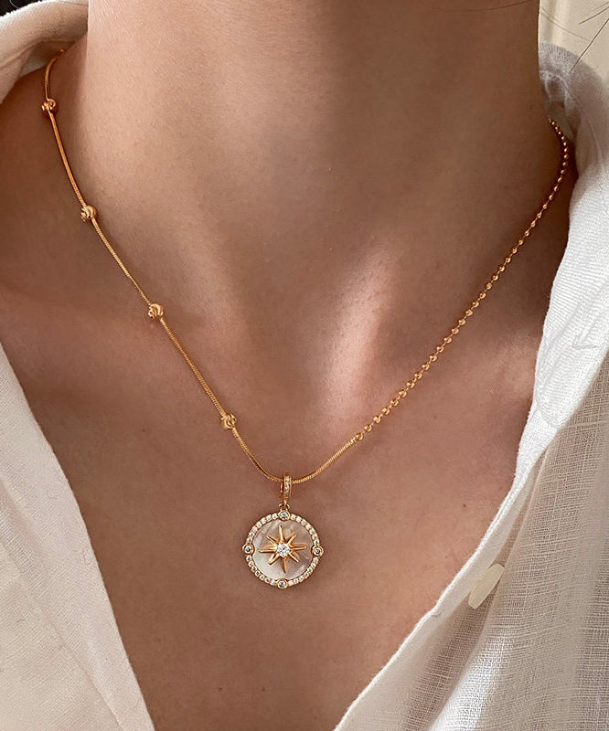 Elegant Gold Shell Adjustable Copper Pendant Necklace