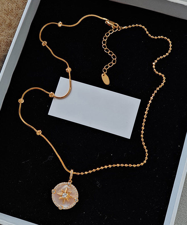Elegant Gold Shell Adjustable Copper Pendant Necklace