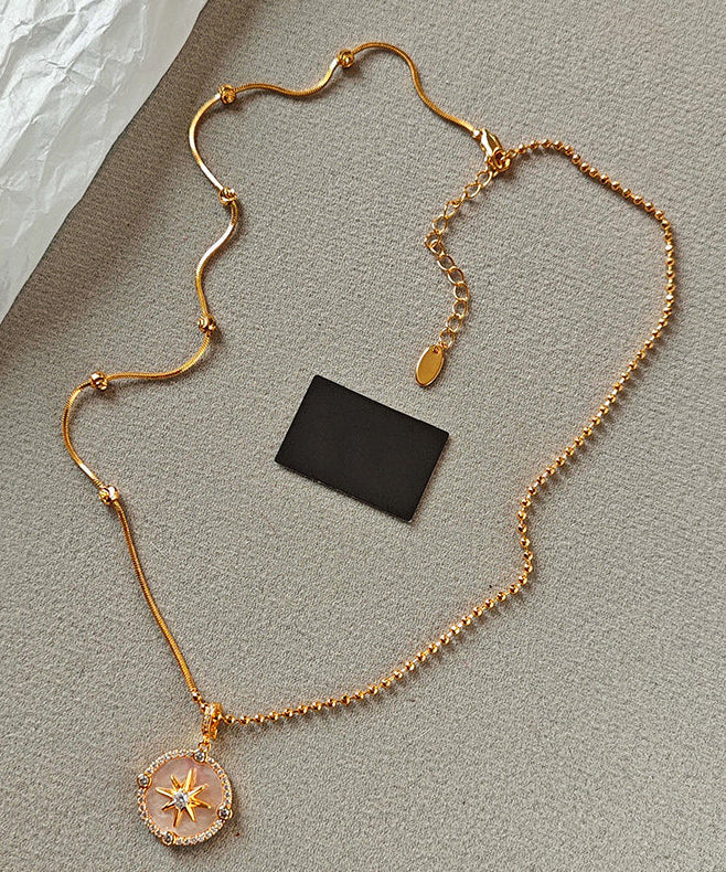 Elegant Gold Shell Adjustable Copper Pendant Necklace