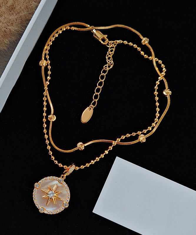 Elegant Gold Shell Adjustable Copper Pendant Necklace