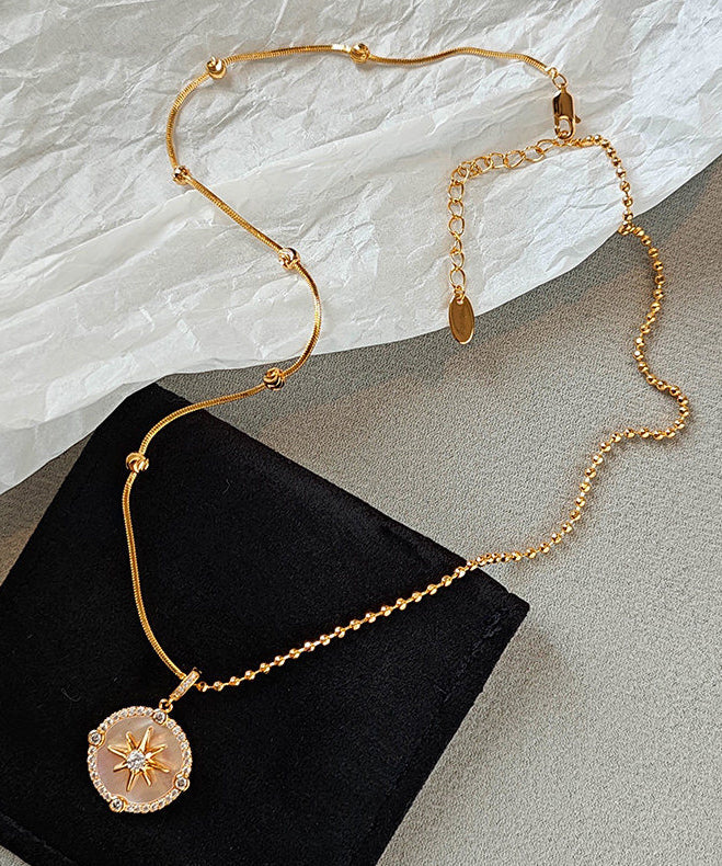 Elegant Gold Shell Adjustable Copper Pendant Necklace