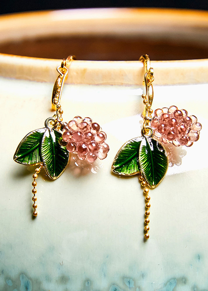Elegant Grapes And Leaves Tassels Drop Earrings - Omychic