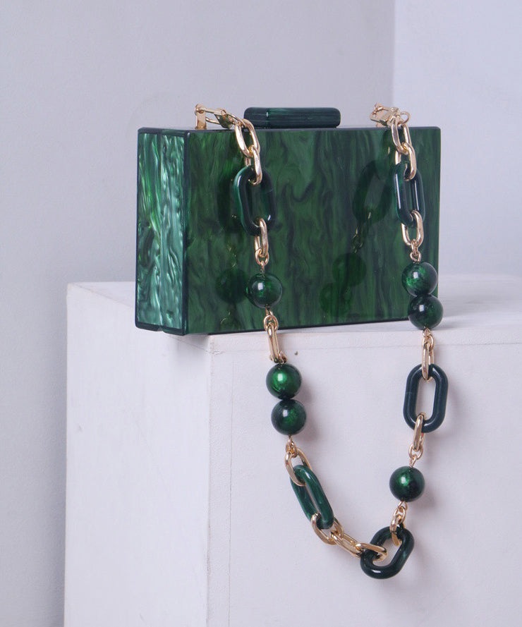 Elegant Green Acrylic Evil Eye Satchel Clutch