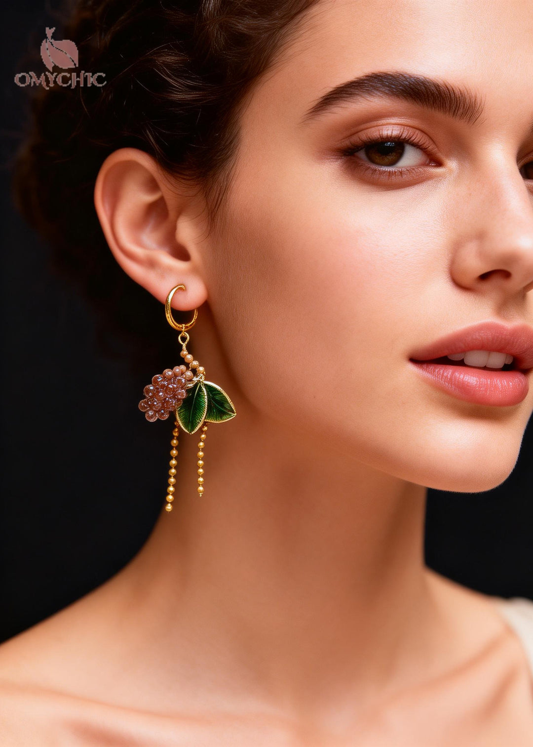 Elegant Green Leaves Grapes Tassels Drop Earrings