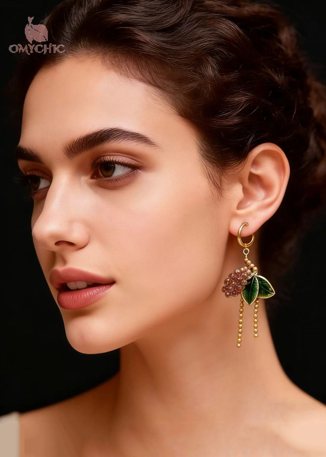 Elegant Green Leaves Grapes Tassels Drop Earrings