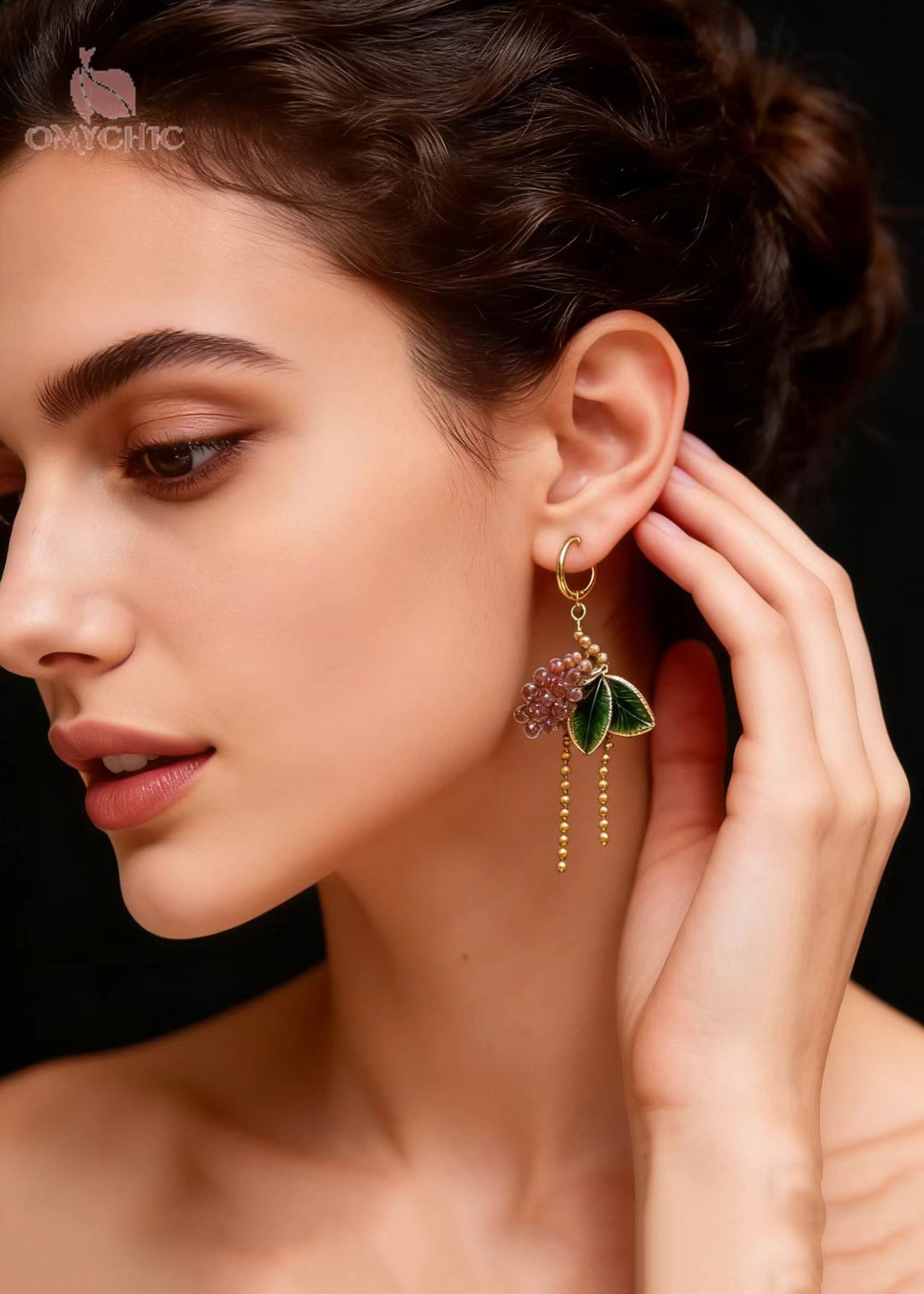 Elegant Green Leaves Grapes Tassels Drop Earrings