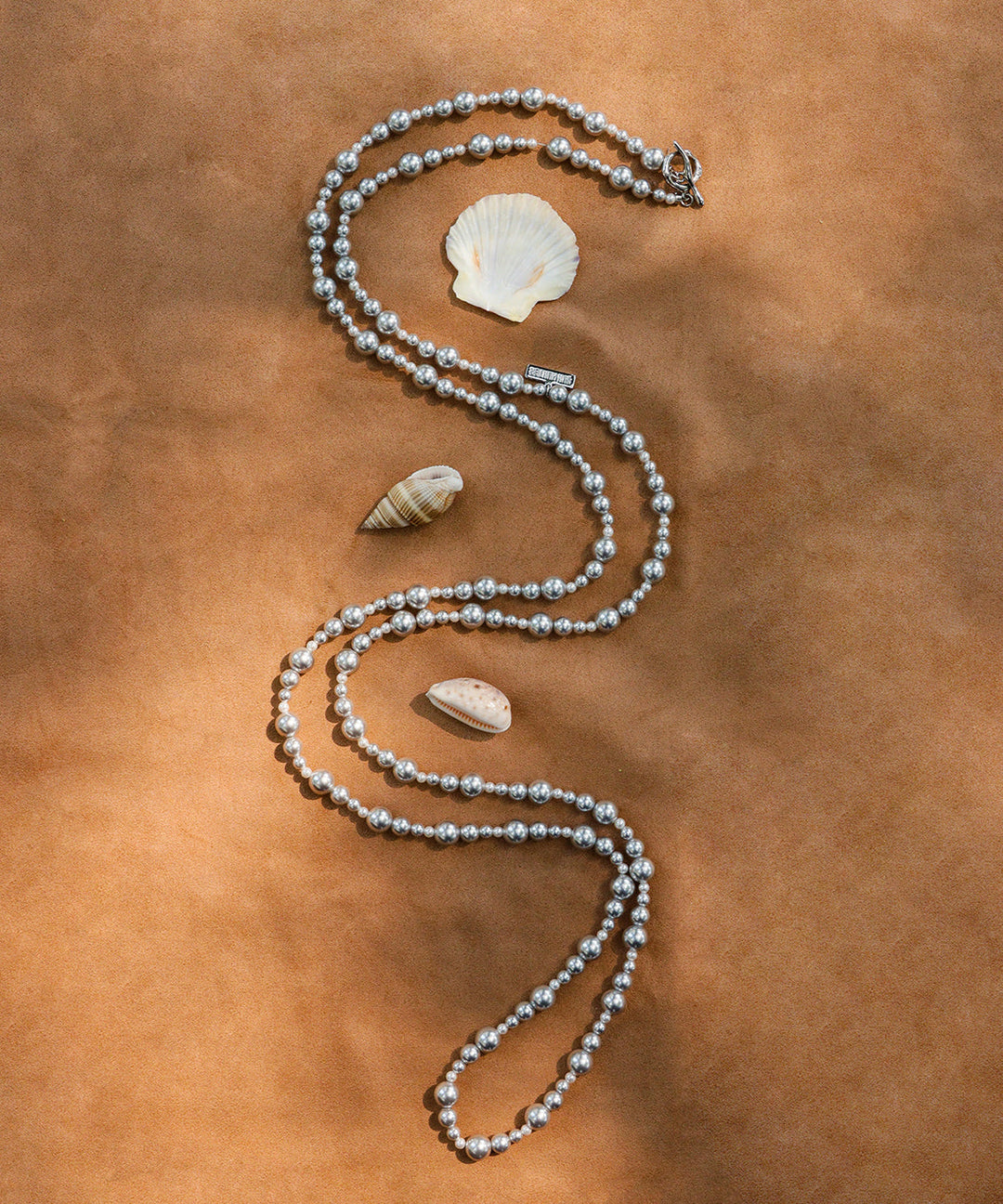 Elegant Grey Copper Overgild Pearl Beading Gratuated Bead Necklace