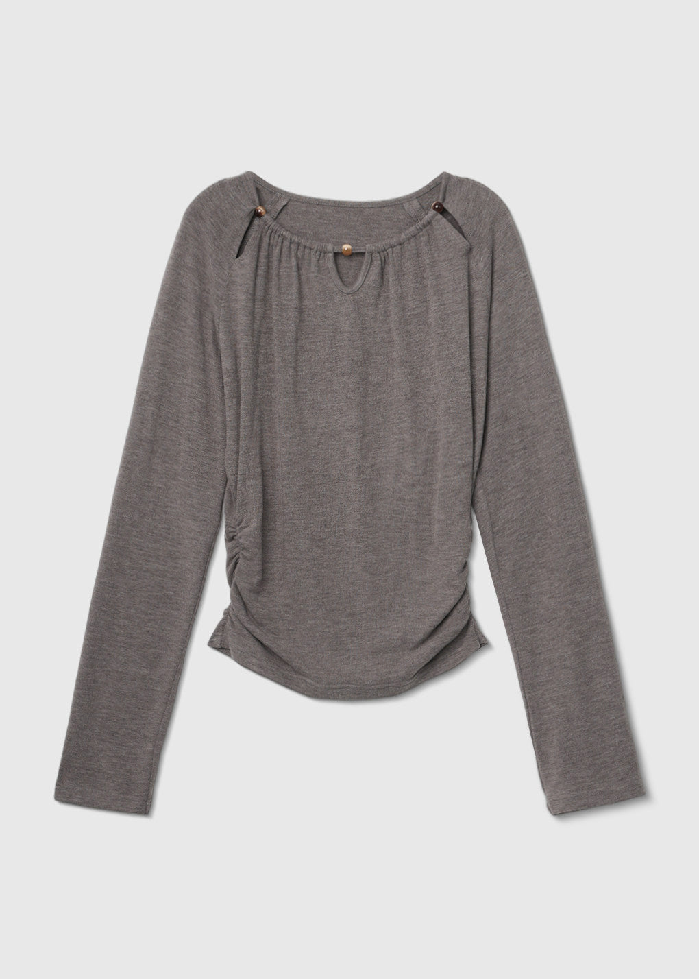 Elegant Grey Hollow Out Wrinkled Cotton Shirts Fall