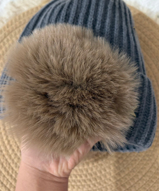 Elegant Grey Star With Earmuffs Thick Knit Bonnie Hat