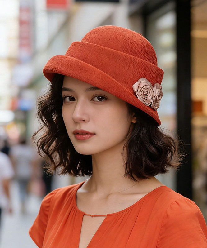 Elegant Khaki Floral Cotton Breathable Beret Hat