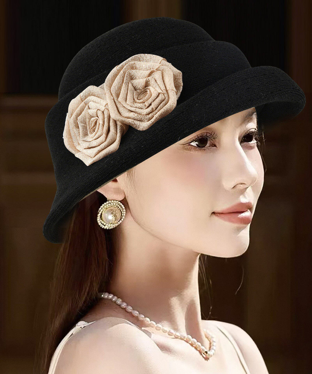 Elegant Khaki Floral Cotton Breathable Beret Hat