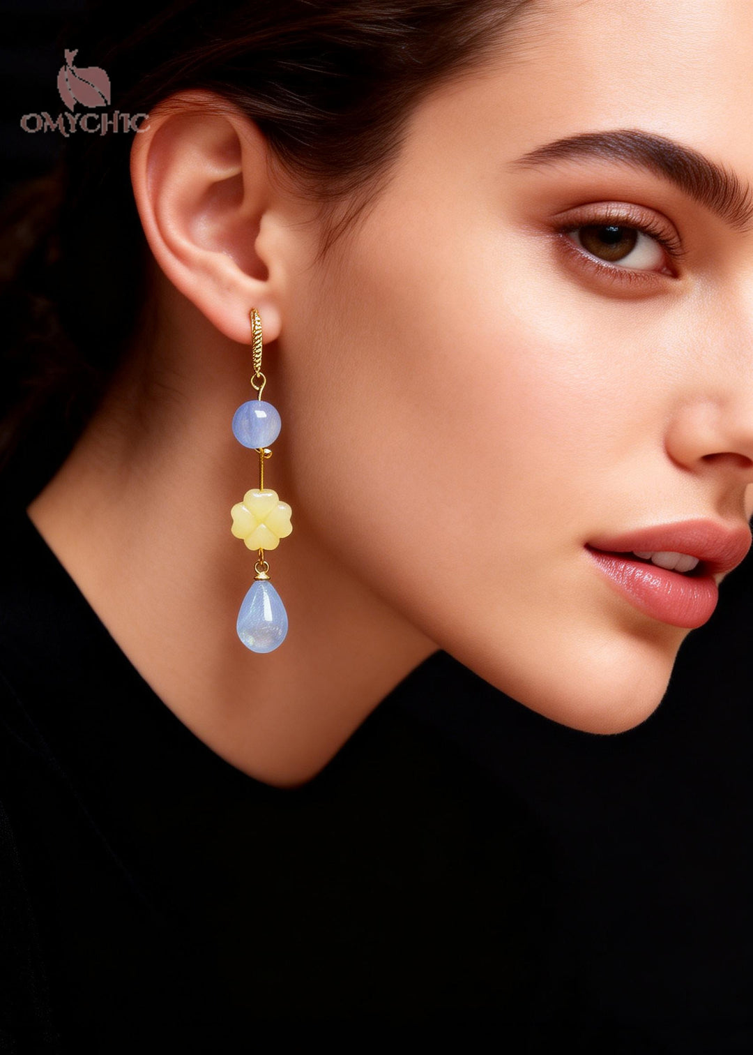 Elegant Light Blue Water Droplet Fine Jade Drop Earrings