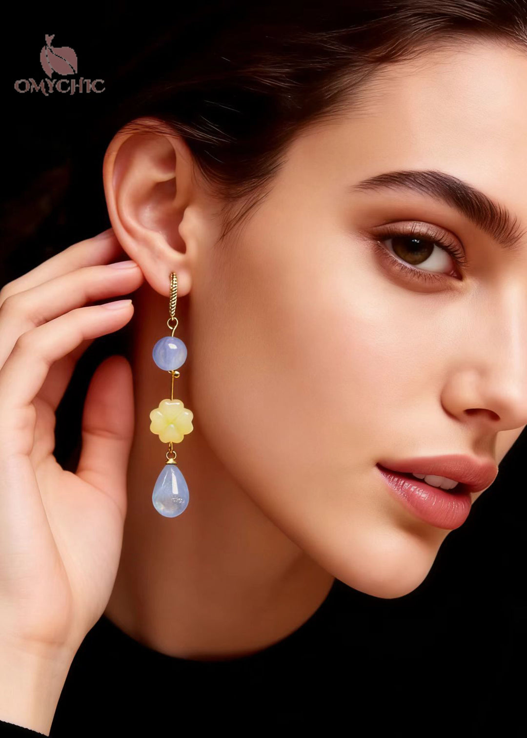 Elegant Light Blue Water Droplet Fine Jade Drop Earrings
