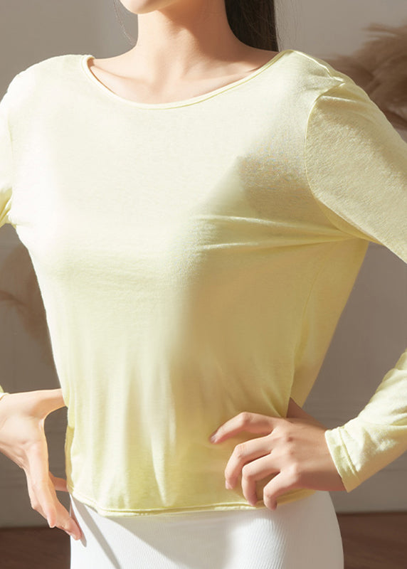Elegant Light Yellow Backless Yoga Tank Tops