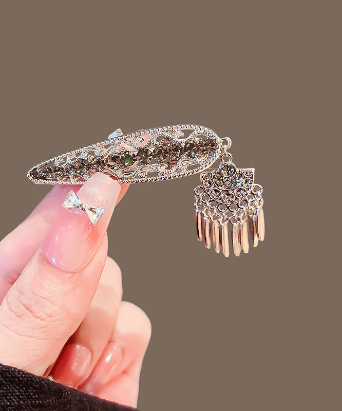 Elegant Metal Alloy Zircon Hollow Out Tassel Hairpin