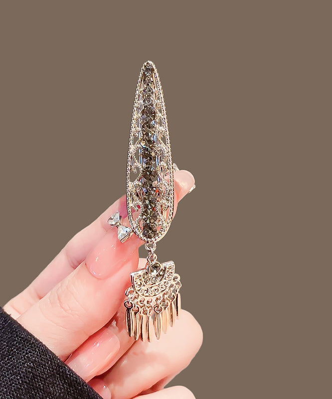 Elegant Metal Alloy Zircon Hollow Out Tassel Hairpin