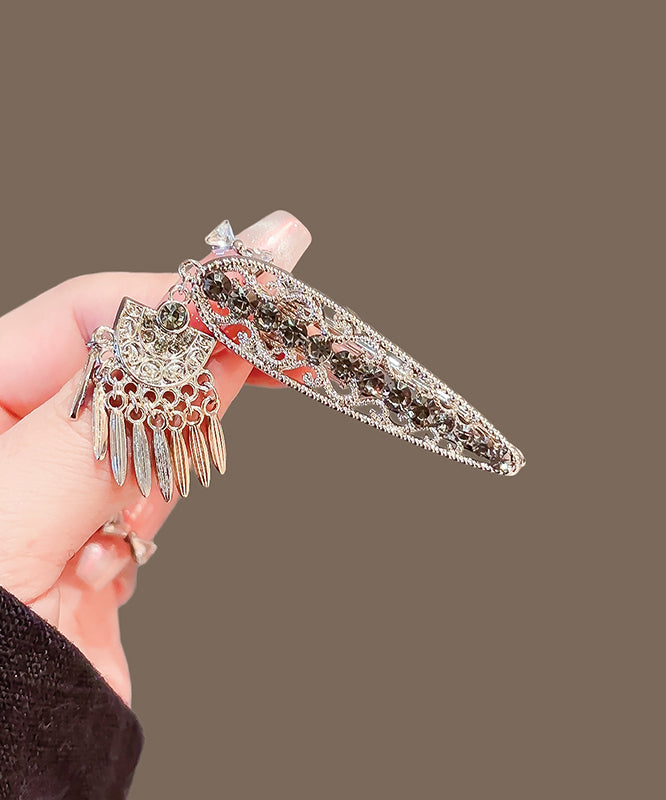 Elegant Metal Alloy Zircon Hollow Out Tassel Hairpin