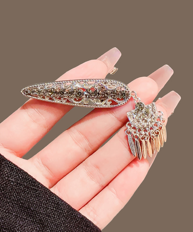 Elegant Metal Alloy Zircon Hollow Out Tassel Hairpin