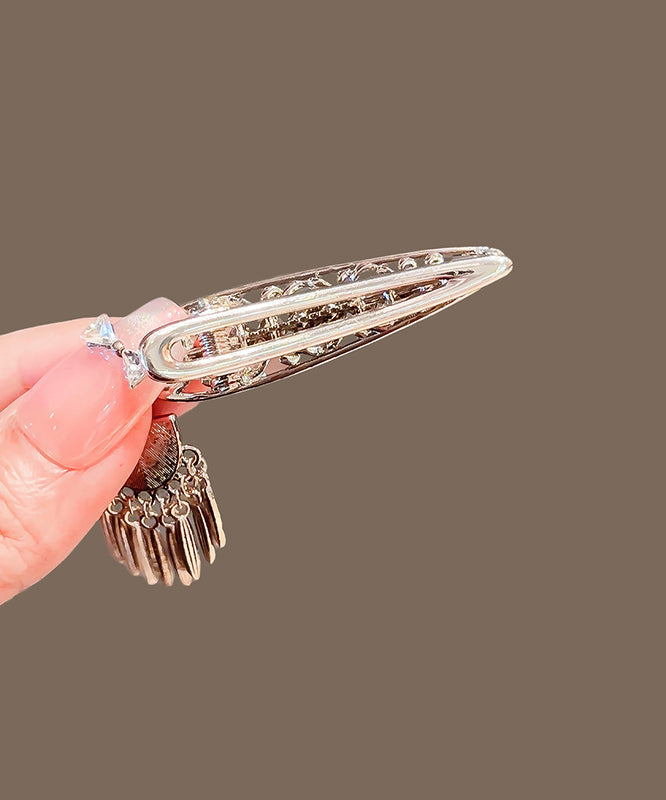 Elegant Metal Alloy Zircon Hollow Out Tassel Hairpin