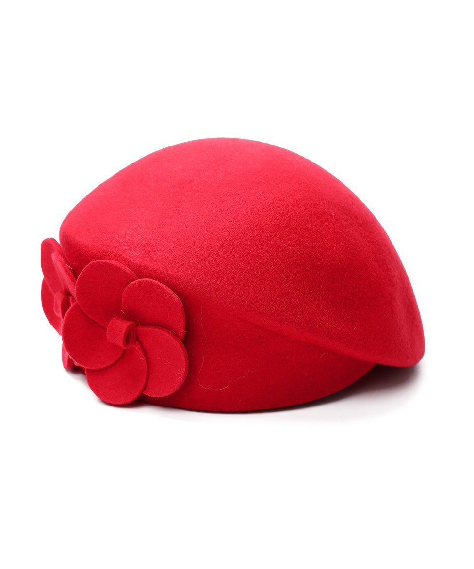 Elegant Mulberry Floral Versatile Woolen Beret Hat