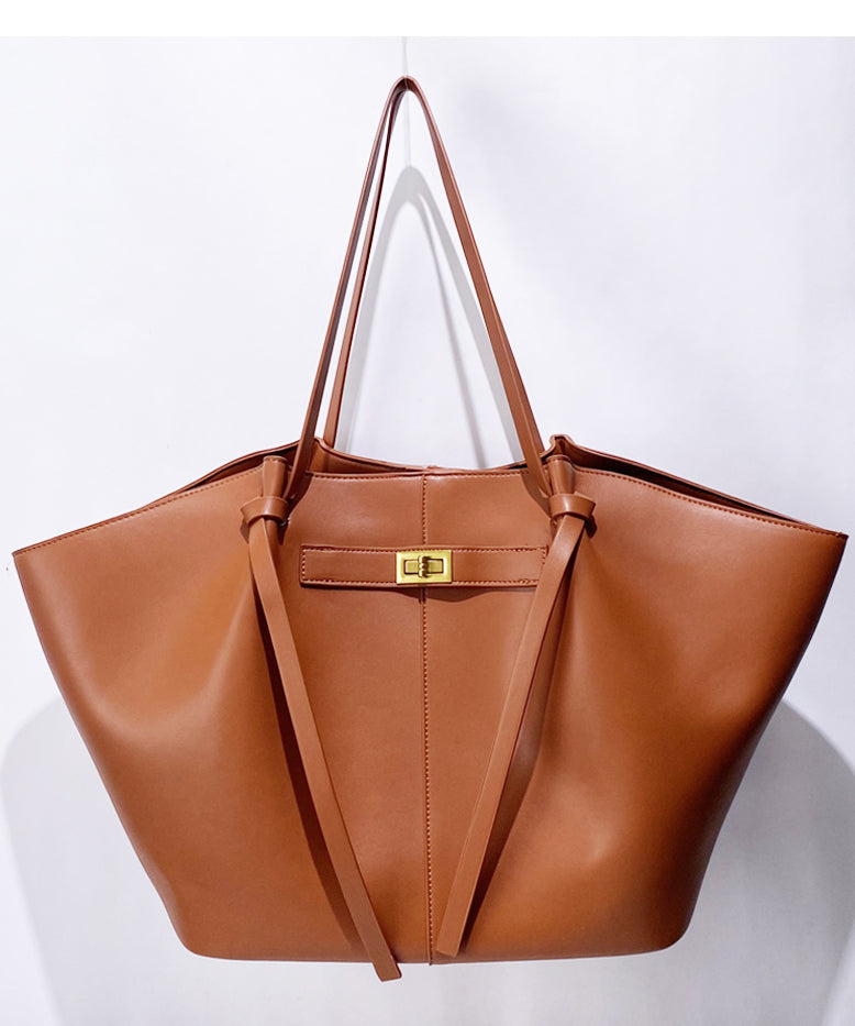 Elegant Orange Large Capacity Faux Leather Women Handbags