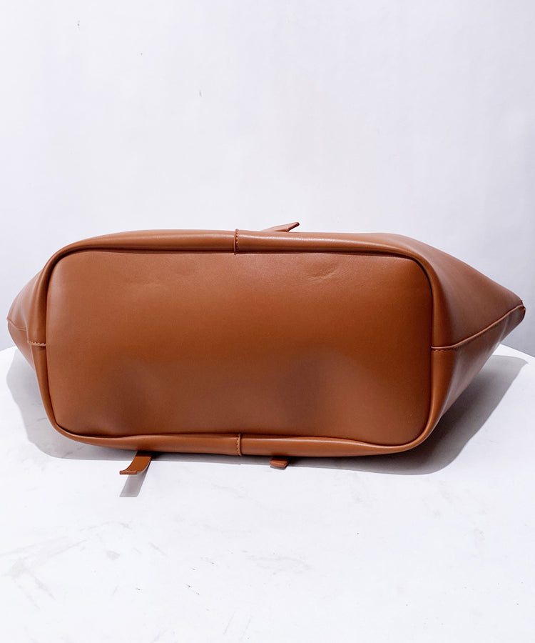 Elegant Orange Large Capacity Faux Leather Women Handbags