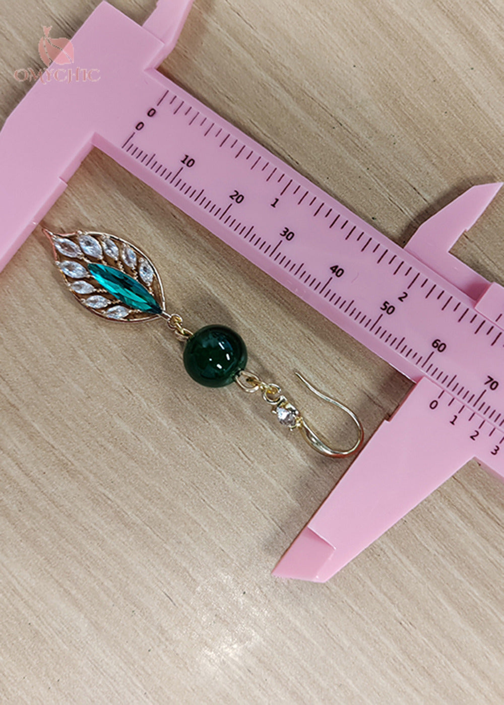 Elegant Peacock Green Leaf Zircon Drop Earrings