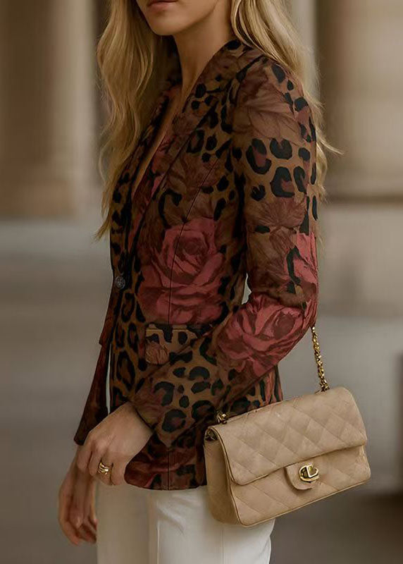 Elegant Peter Pan Collar Button Print Cotton Suit Coats Fall