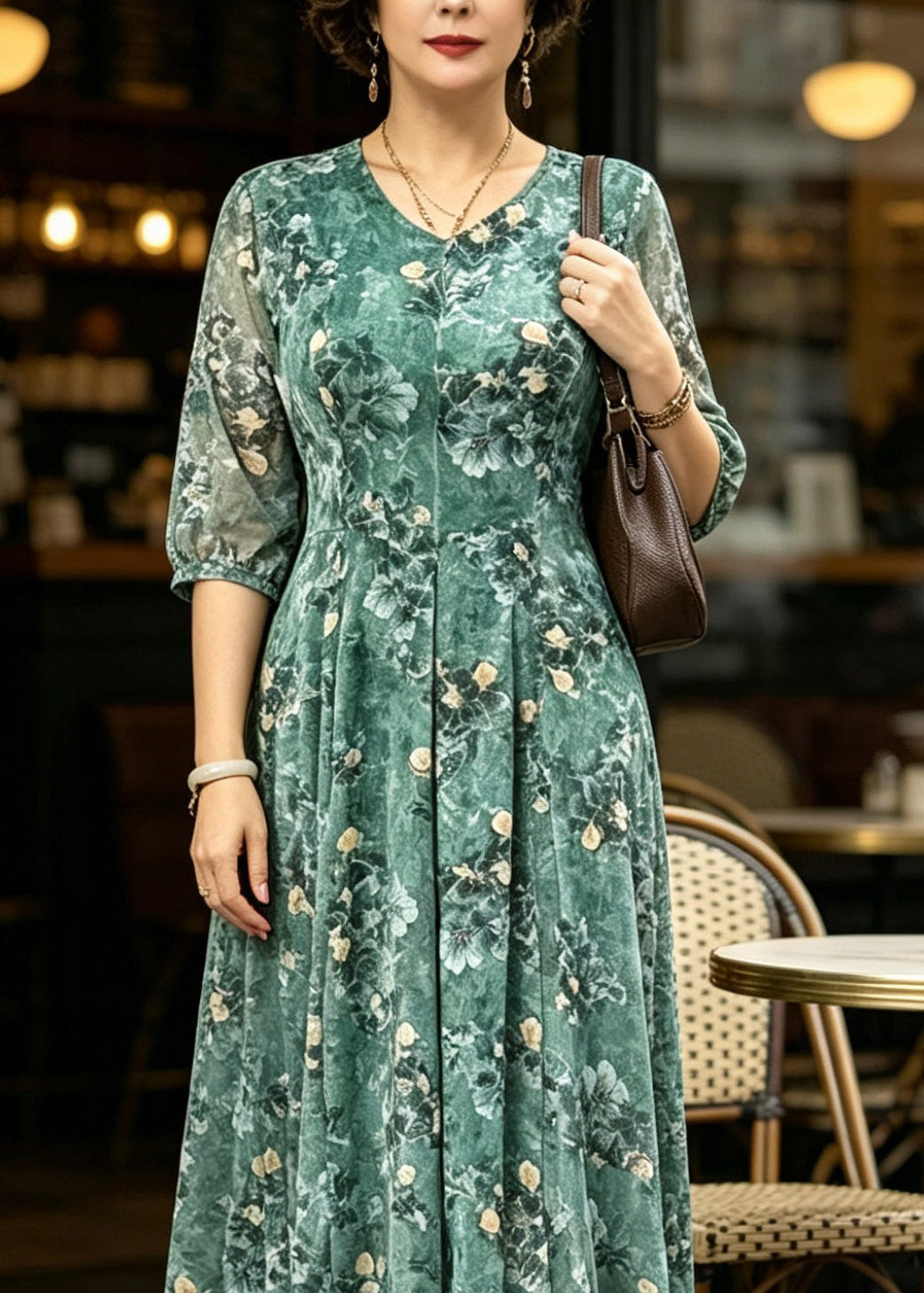 Elegant Pink Print Slim Silk Maxi Dresses Short Sleeve