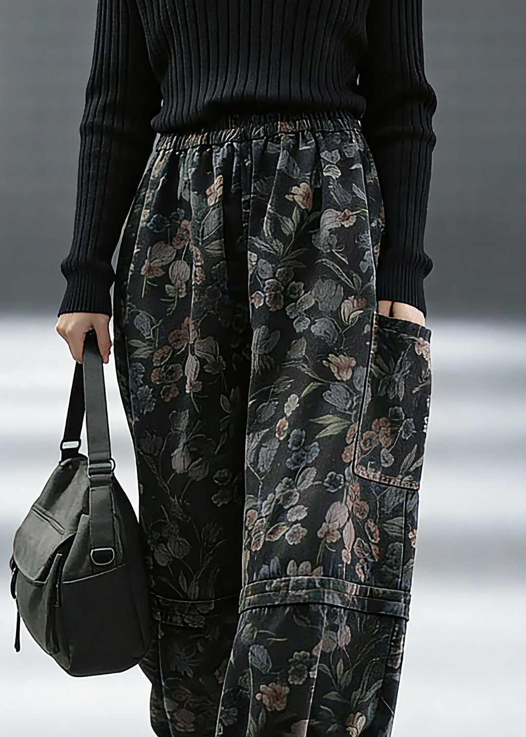 Elegant Print Denim Pants lantern Pants Cotton1