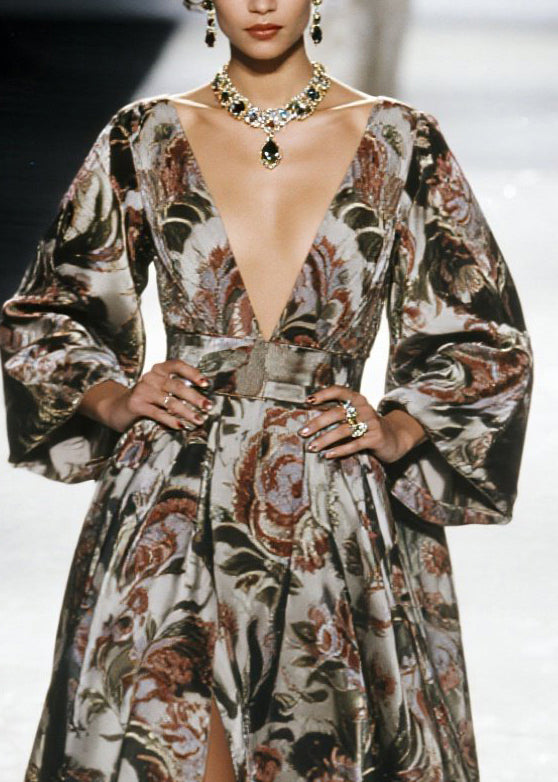 Elegant Print Exra Large Hem Chiffon Tunic Dresss Spring