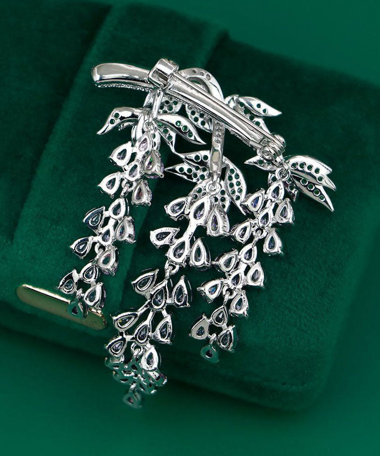 Elegant Purple Copper Zircon Wisteria Tassel Brooches