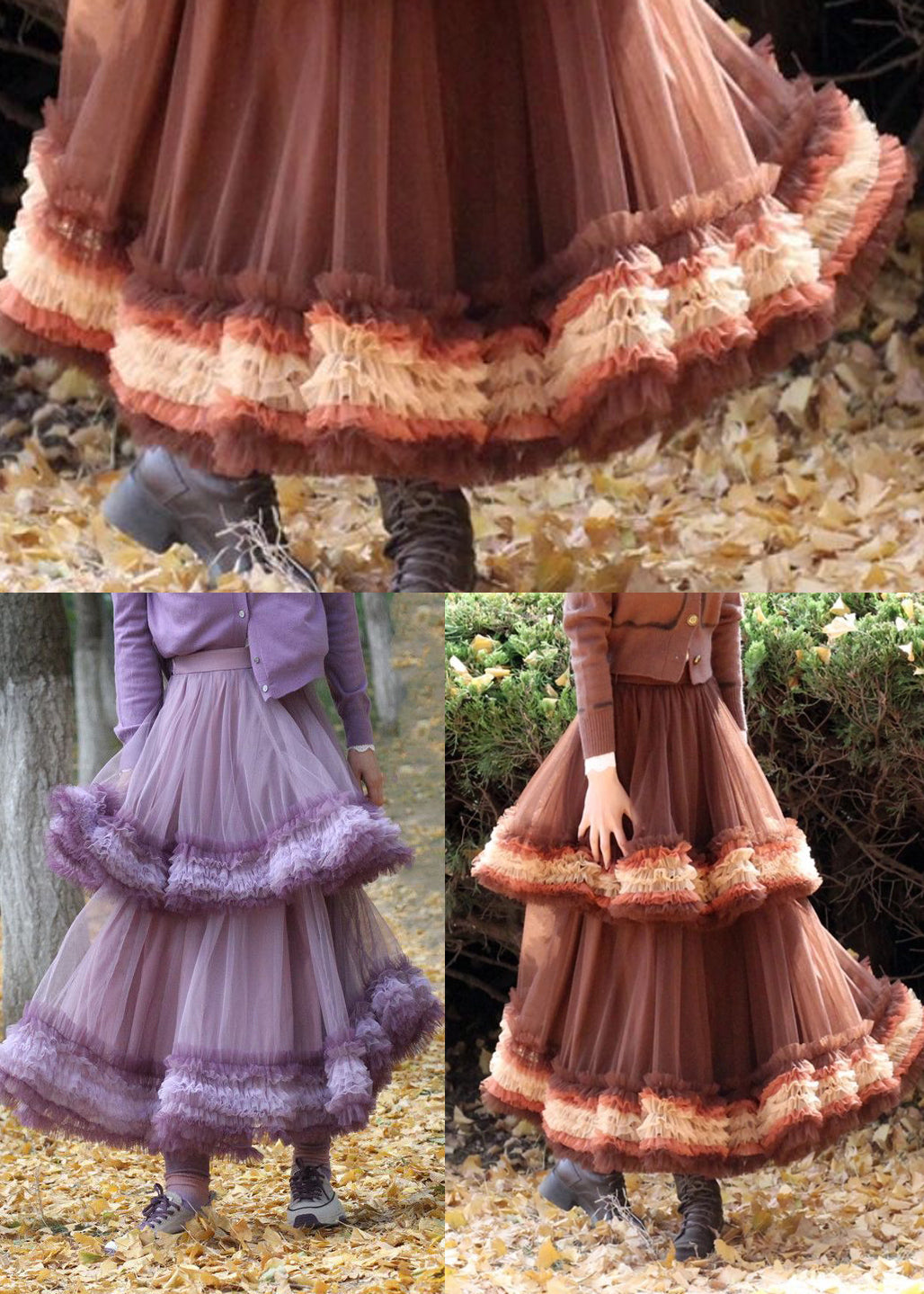 Elegant Purple Exra Large Hem Patchwork Tulle Skirt Spring
