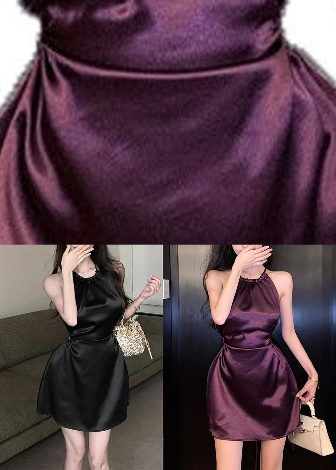 Elegant Purple O-Neck Solid Vacation Mid Dress Sleeveless