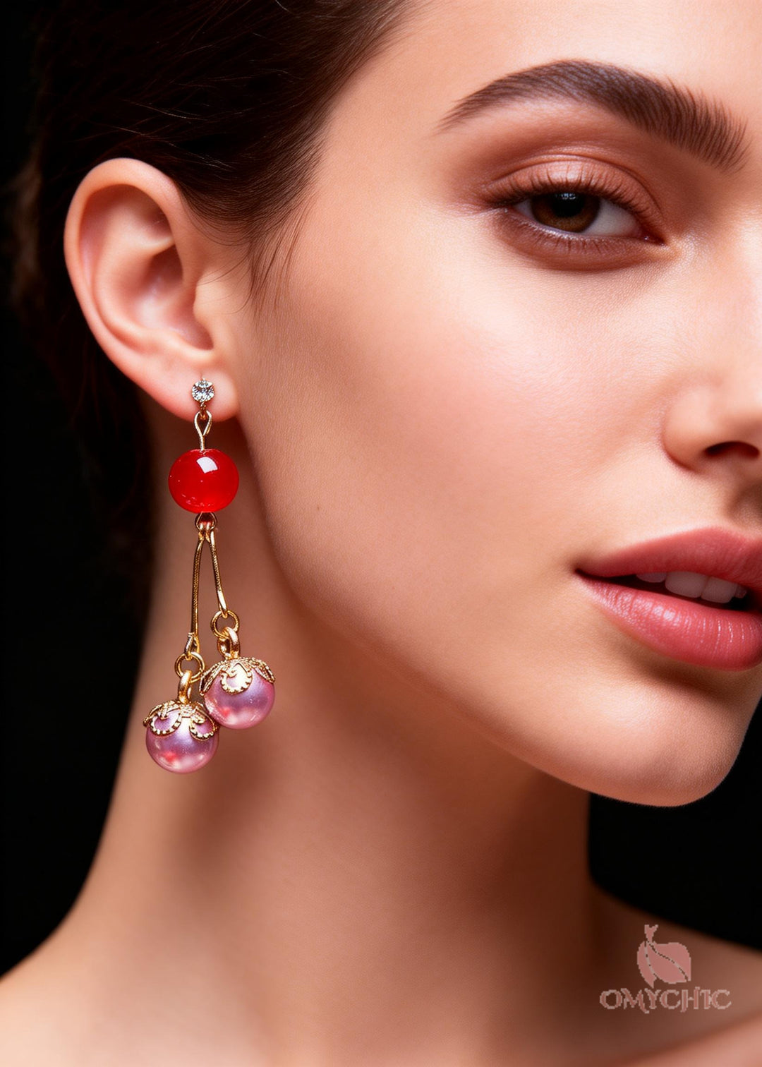 Elegant Purple Pearl Zircon Drop Earrings