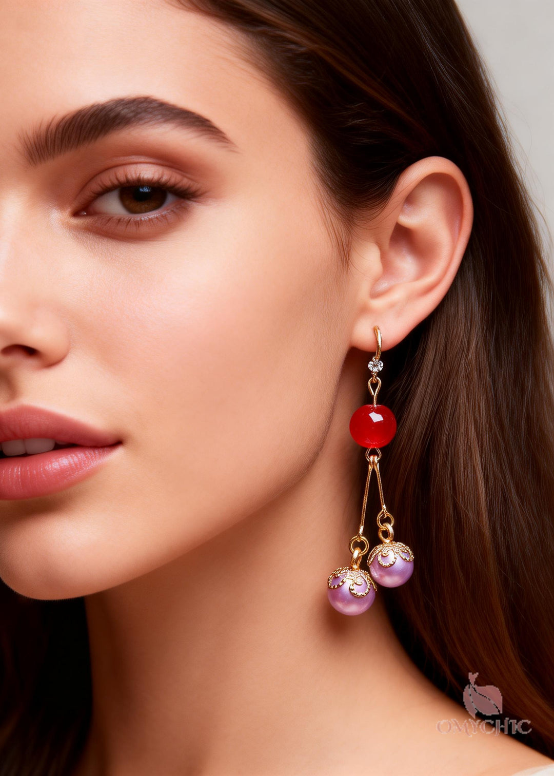 Elegant Purple Pearl Zircon Drop Earrings