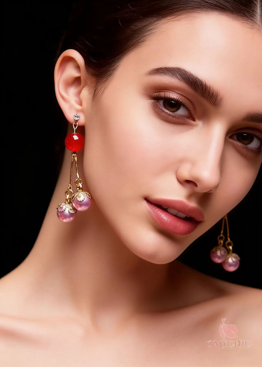 Elegant Purple Pearl Zircon Drop Earrings