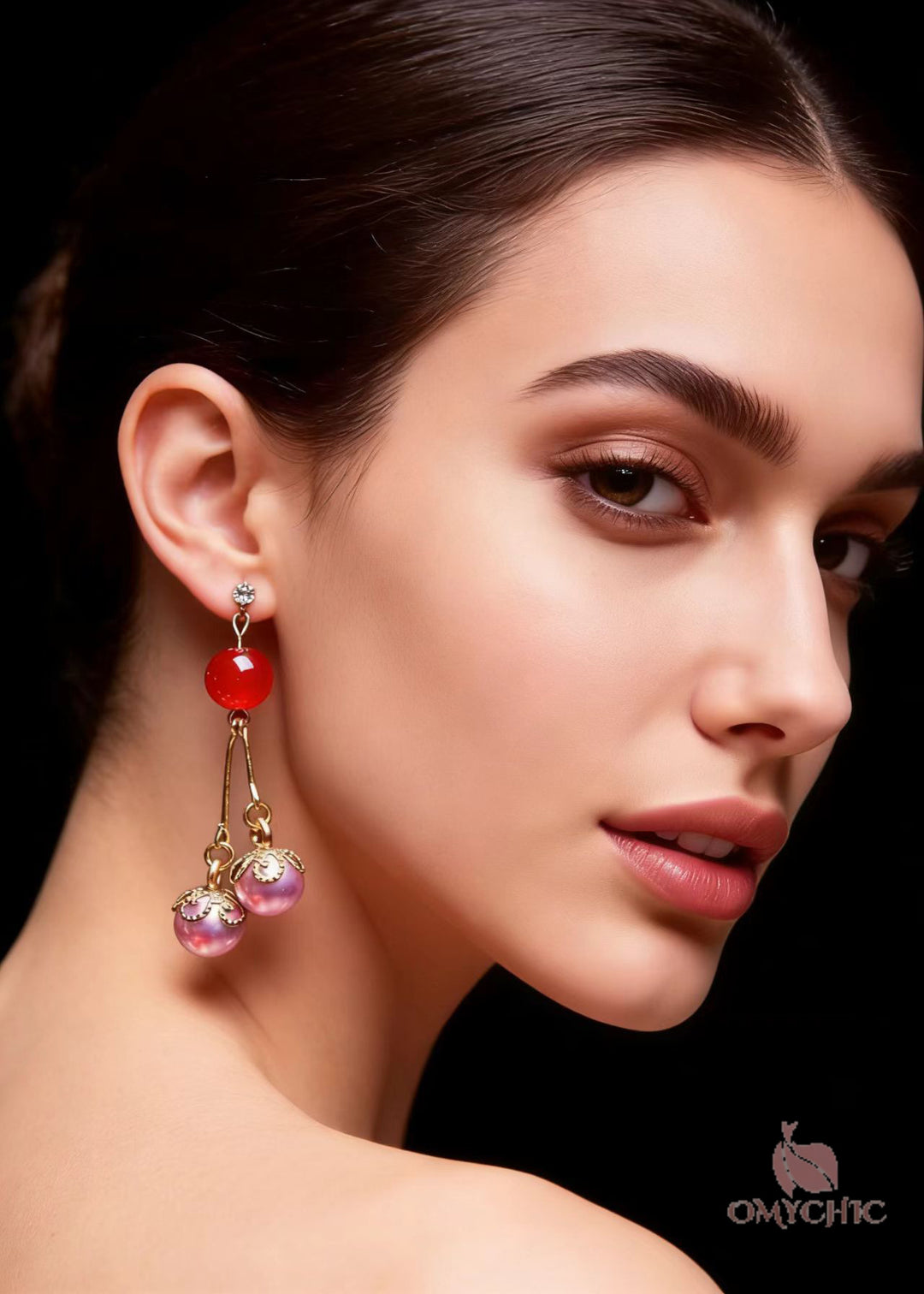 Elegant Purple Pearl Zircon Drop Earrings