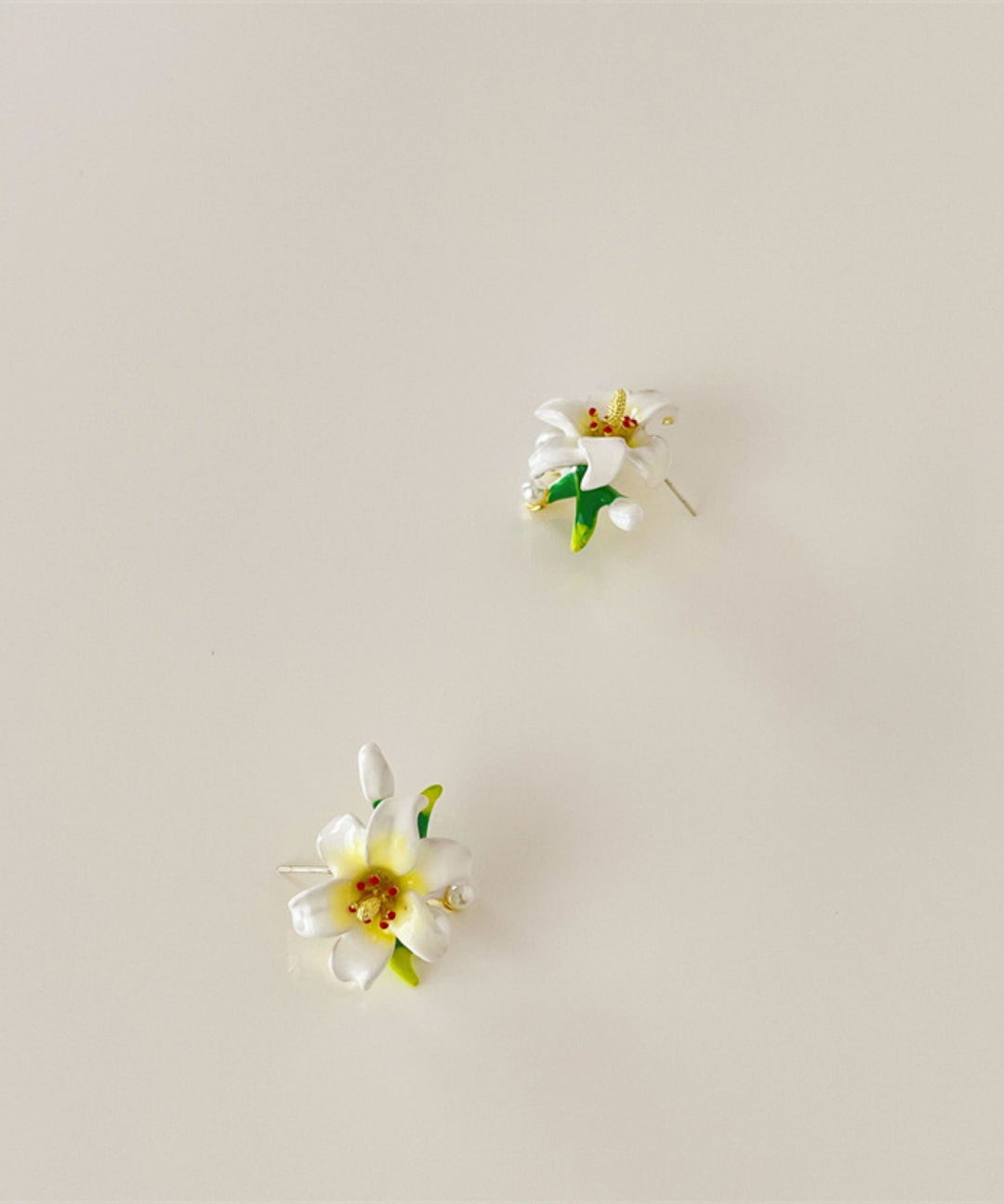 Elegant Rainbow Sterling Silver Colored Glaze Lily Stud Earrings