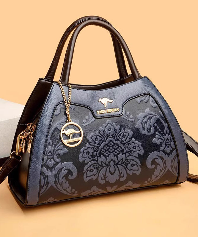 Elegant Red Embossed Calf Leather Tote Bag
