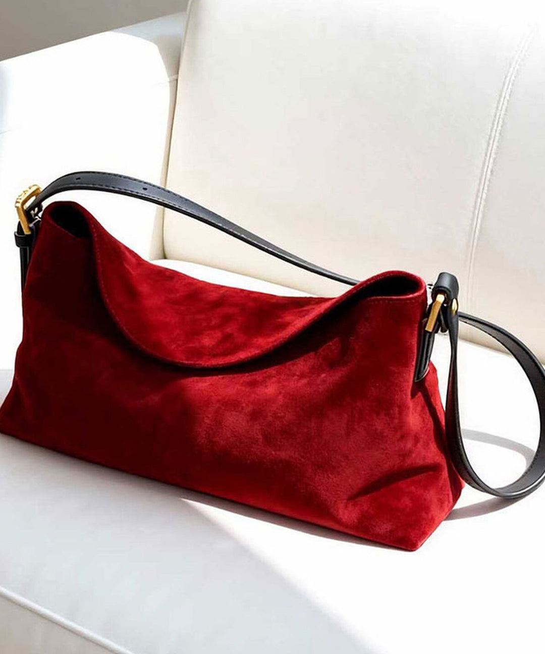 Elegant Red Solid Durable Fine Suede Shoulder Bags
