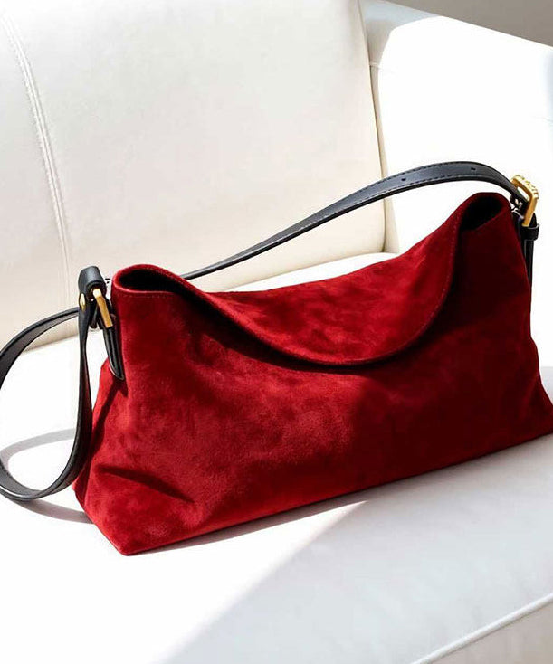 Elegant Red Solid Durable Fine Suede Shoulder Bags