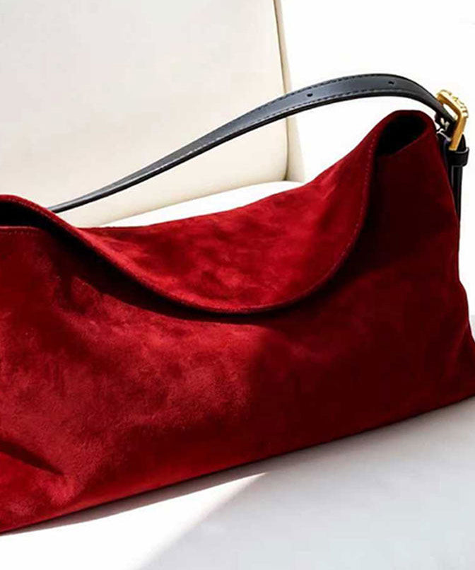 Elegant Red Solid Durable Fine Suede Shoulder Bags