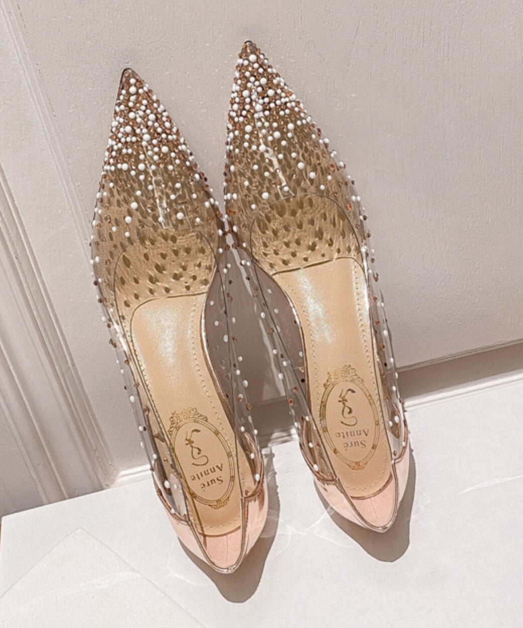Elegant Rhinestone High Heels Pointed Toe Stiletto High Heels